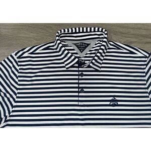 Adidas Adipure Polo Blue White Striped Stretch Golf Shirt MENS SIZE Medium